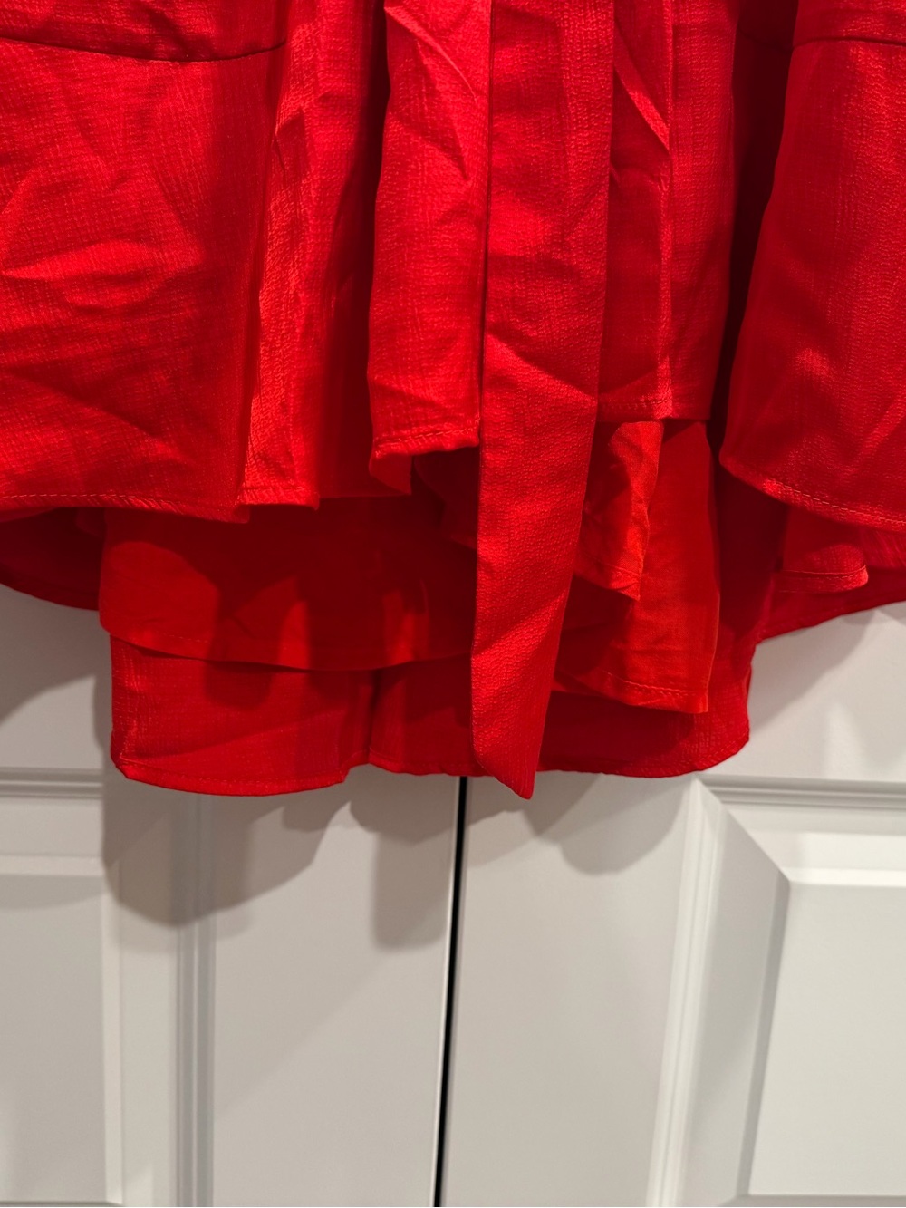 Draper James Bright Red Ruffle-Neck Top - Picture 4 of 8
